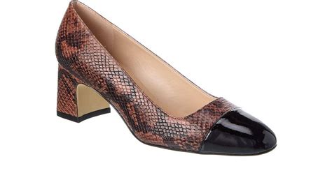 Stuart Weitzman Milla Snake Embossed Leather Pump In Brown Lyst