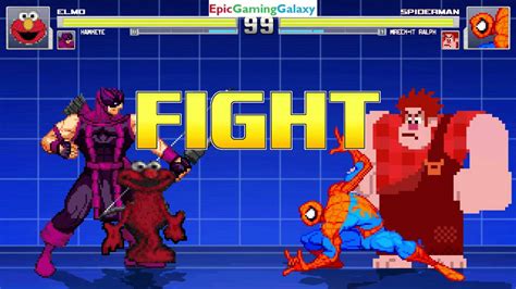 Spider Man And Wreck It Ralph VS Elmo And Hawkeye In A MUGEN Match