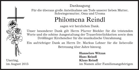 Traueranzeigen Von Philomena Reindl Trauer Merkur De