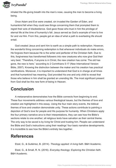 Theology Biblical Metanarrative Essay 1143 Words Essay Example