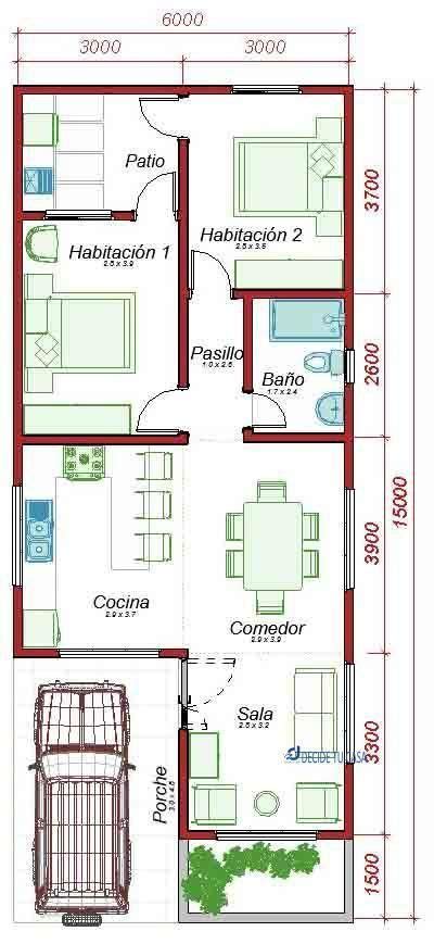 Planos De Casas De 6x15 Con Medidas 90m2 Tiny House Floor Plans