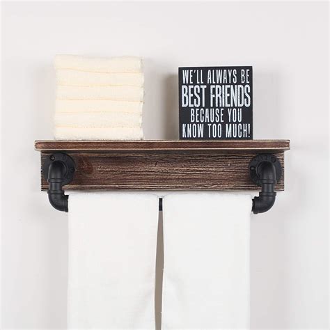 Amazon Mbqq Industrial Pipe Shelf Rustic Wall Shelf With Towel Bar