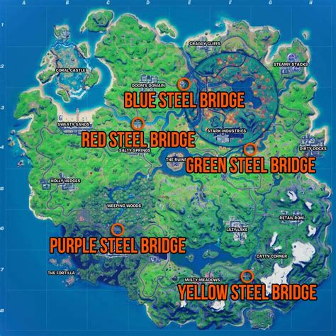 Fortnite Colored Steel Bridges Locations Where To Ride A Motorboat