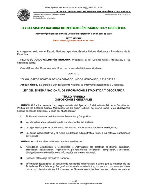 Pdf Ley Del Sistema Nacional De Informaci N Leyes Ley