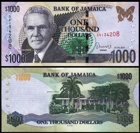 Jamaica 1000 Dollars 2021 UNC P 86p Fortumor Numismatic Center