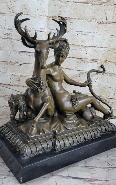 ART DECO DIANA The Huntress Signed Bronze Statue Figurine Nude Woman Figure 421 75 PicClick UK