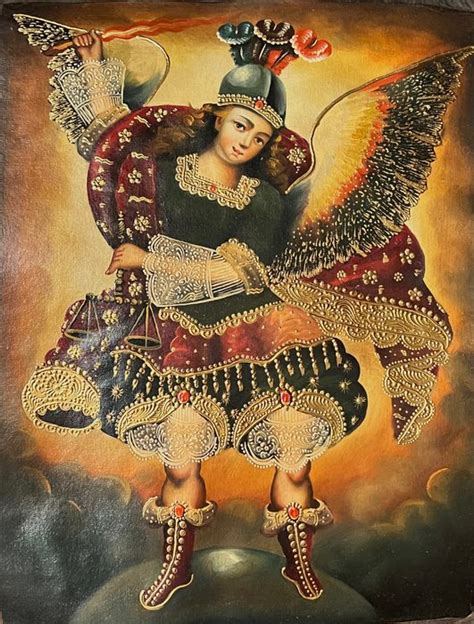 Peruvian Cuzco Painting Archangel St Miguel With Sacred Catawiki