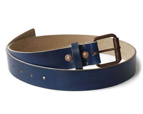 Mens Handmade Dark Blue Leather Belt