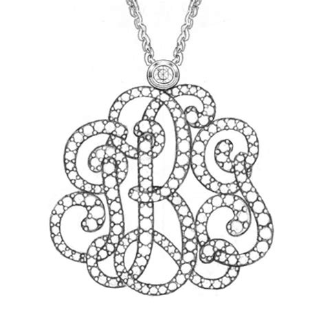 Hand Crafted "J-B-G Initials" Monogram Diamond Pendant - Sewn Together ...