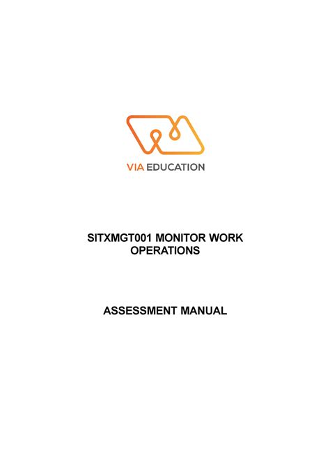 Sitxmgt Assessment Manual Task Sitxmgt Monitor Work