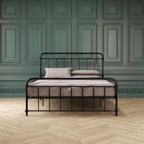 DHP Wallace Metal Platform Bed Frame with Headboard, Queen, Black ...