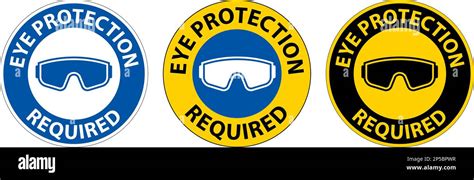 Eye Protection Required Sign On White Background Stock Vector Image