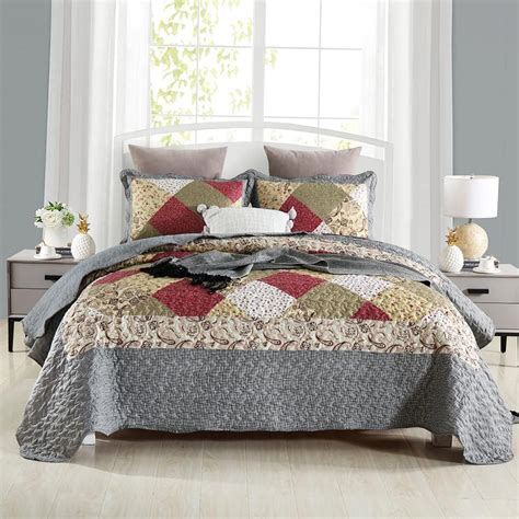 Amazon Autumn Dream Reversible Patchwork Bedspread Quilt Set