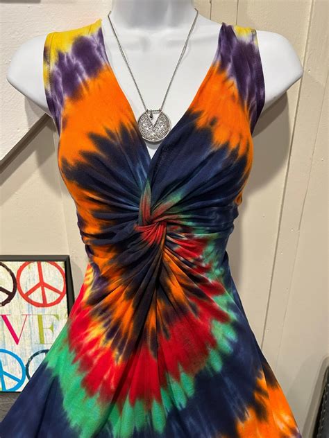 Tie Dye Dress Tank Dress For Summer Festival Dress Woodstock Tie Dye Dress Womens Clothing