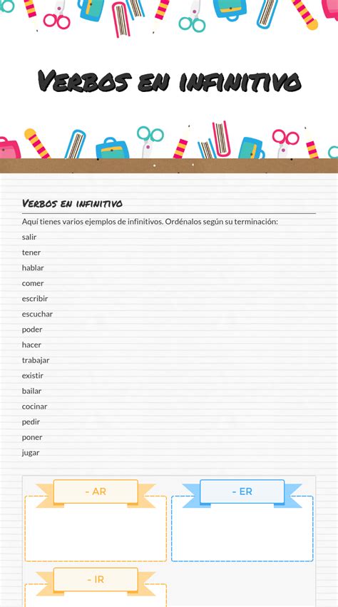 Use This Wizer Me Blended Worksheet Verbos En Infinitivo Spanish