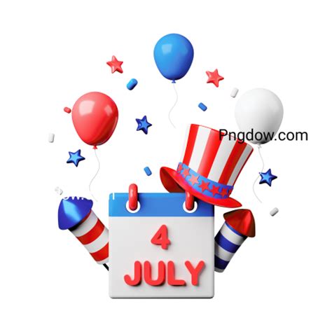 Usa Independence Day Calendar Transparent Background Photo