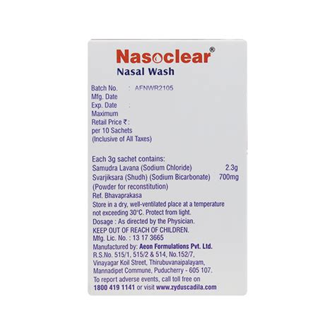 NASOCLEAR REFILL PACK Nasal Wash 1 S Buy Medicines Online At Best