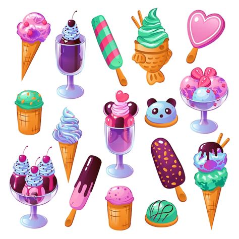 Set De Helados Vector Gratis