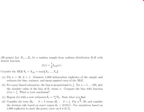 Solved 30 Points Let X1x Be A Random Sample From