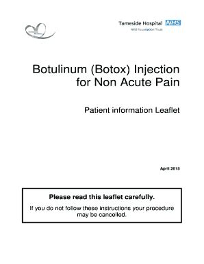 Fillable Online Botulinum Botox Injection Fax Email Print Pdffiller