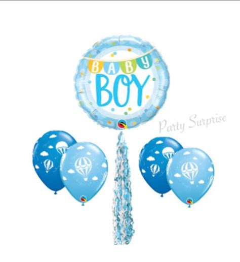 Hot Air Baby Boy Balloon Package Mylar Foil And Latex With Etsy