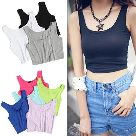 2019 Summer Slim Render Short Top Sexy Women Sleeveless U Croptops Tank