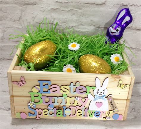 Personalised Easter Wooden Crate Easter Basket Easter Etsy UK