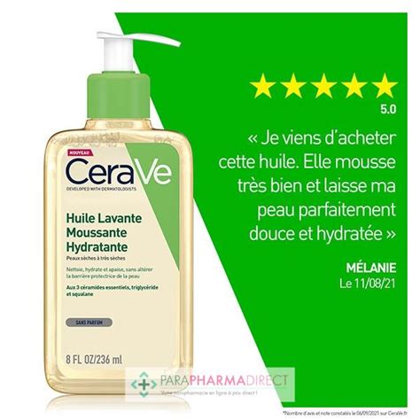 Cerave Huile Lavante Moussante Hydratante Peaux Normales à Très