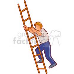 Cartoon Man Climbing A Ladder Clipart Royalty Free Image 154504