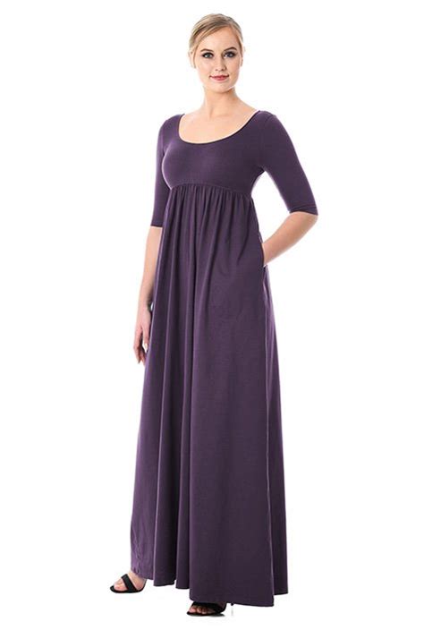 Shop Cotton Knit Empire Maxi Dress Eshakti