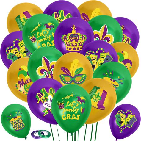 Howaf Mardi Gras Party Balloons Mardi Gras Latex Balloons For Masquerade Party