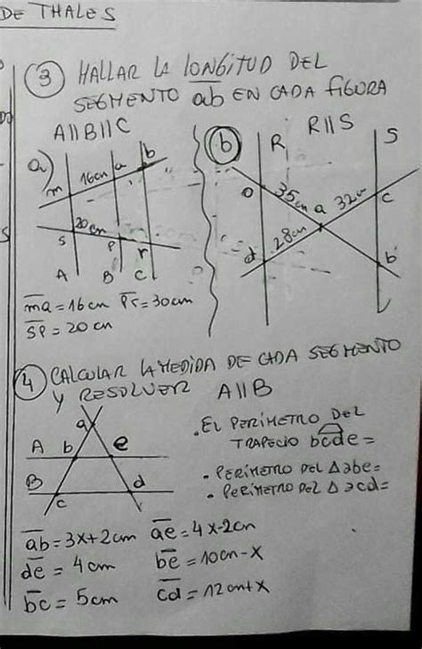 teorema de thales alguien me ayuda por favor es para mañana con 3 y 4