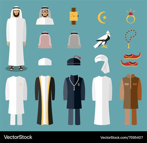 Arab man clothes and accessories Royalty Free Vector Image