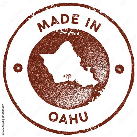 Oahu Map Vintage Stamp Retro Style Handmade Label Badge Or Element