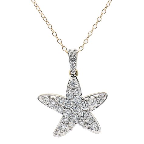 100 Ctw Lab Created Diamond Starfish Pendant In 14k Yellow Gold