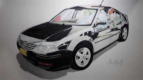 Realistic Car Drawing Volkswagen Jetta Cl Sico Time Lapse Youtube