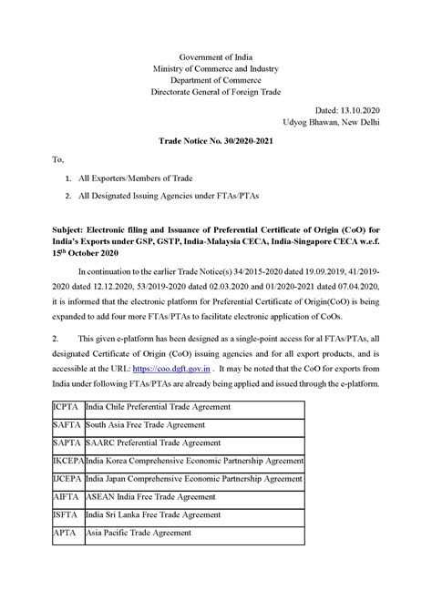 Trade Notice No 30 2020 2021 Electronic Filing And Issuance Of