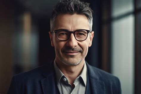 Premium AI Image Smiling Confident Mature Black Businessman Looking At Camera