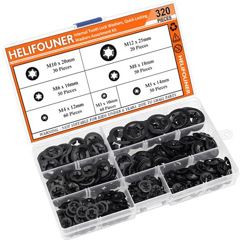 Buy HELIFOUNER 320 Pieces 7 Sizes Internal Tooth Star Lock Washers