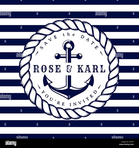 Nautical Wedding Invitation Card Sea Theme Wedding Party Elegant