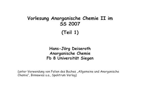 PDF Vorlesung Anorganische Chemie II Im SS 2007 Teil 1