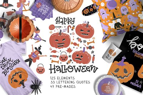 Happy Halloween - vector clipart set By LanaSham | TheHungryJPEG