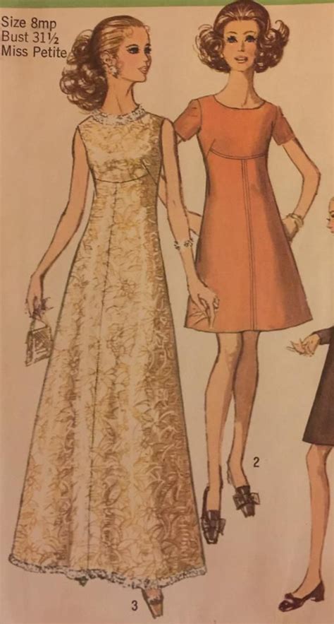 Vtg 8498 Simplicity 1969 Misses Dress In 2 Lengths Etsy Vintage Dress Patterns Vintage