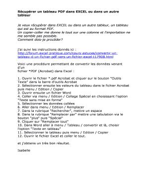 Fillable Online R Cup Rer Un Tableau Pdf Dans Excel Ou Dans Un Autre