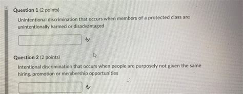 Solved Question Points Unintentional Discrimination Chegg