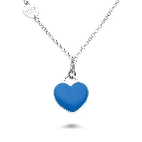 Collana In Argento Con Cuore Grande Blu Alfieri St John