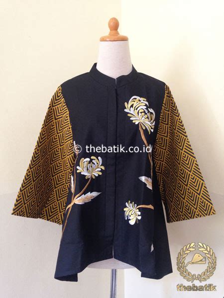 Jual Model Baju Batik Modern Wanita Blus Bordir Floral Thebatik