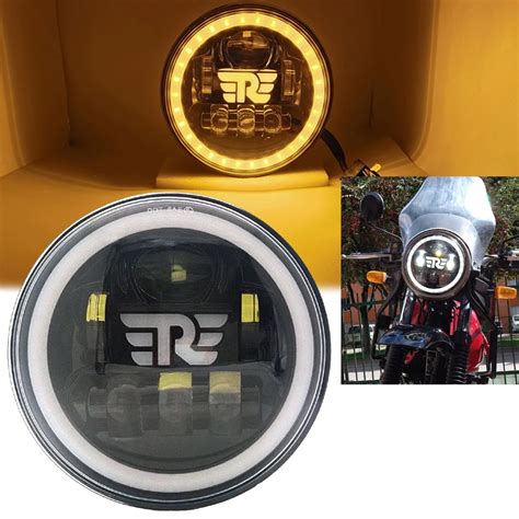 Faro Led De Pulgadas Para Motocicleta L Mpara De Halo Drl Para Royal