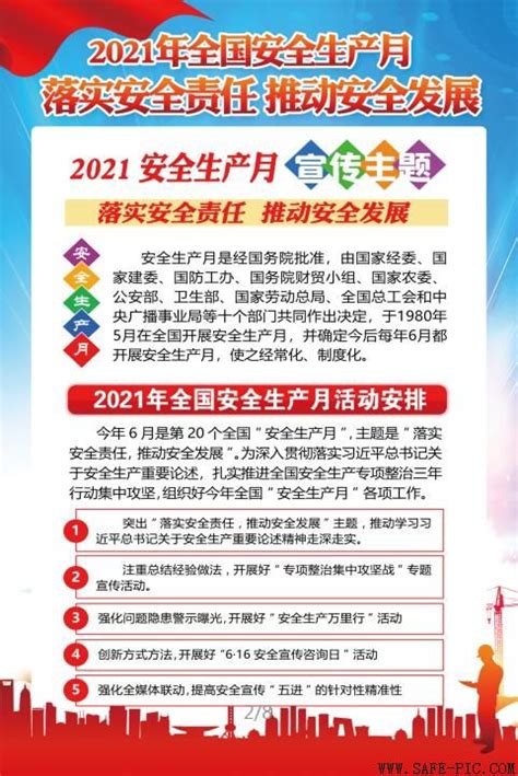 2021安全生产月宣传主题“落实安全责任 推动安全发展”海报 An3091 安全挂图网