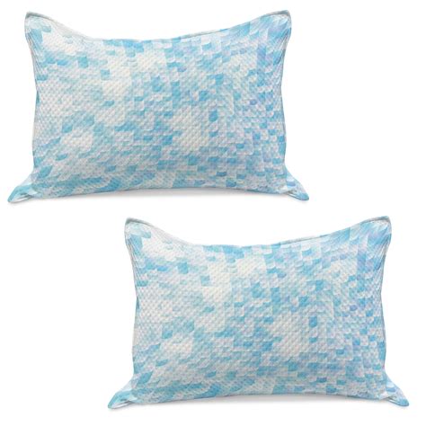 Teal Knitted Quilt Pillowcover Set Of Glisten Fish Scale With